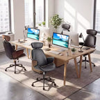 Sedia da ufficio ergonomica Costway con poggiatesta, altezza regolabile, similpelle e base in metallo