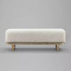 Panca fondoletto Art Leon, panca moderna imbottita in tessuto, pouf da ingresso con gambe in legno di caucciù per camera da letto, soggiorno, corridoio