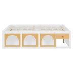 Letto a piattaforma Zeus & Ruta Wood con libreria, mobiletto, luce e cassetto