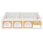 Letto a piattaforma Zeus & Ruta Wood con libreria, mobiletto, luce e cassetto