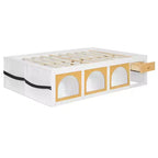 Letto a piattaforma Zeus & Ruta Wood con libreria, mobiletto, luce e cassetto