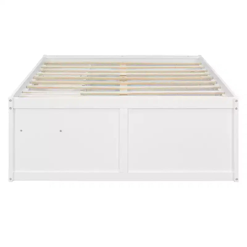 Letto a piattaforma Zeus & Ruta Wood con libreria, mobiletto, luce e cassetto