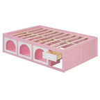 Letto a piattaforma Zeus & Ruta Wood con libreria, mobiletto, luce e cassetto
