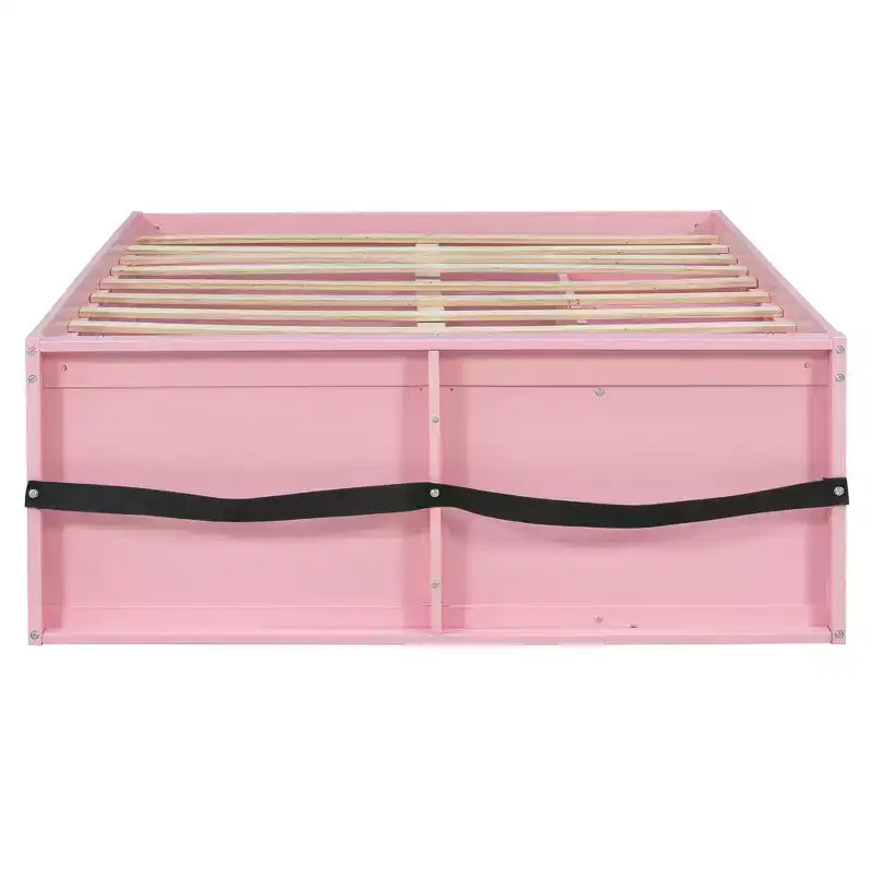Letto a piattaforma Zeus & Ruta Wood con libreria, mobiletto, luce e cassetto