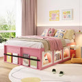 Zeus & Ruta Wood Platform Bed with Bookcase, Storage Cabinet, Light & Drawer