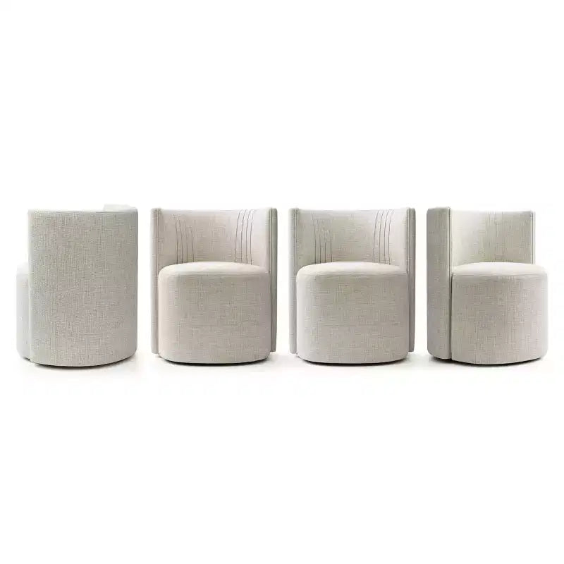 Sedie girevoli moderne da sala da pranzo, set da 4, sedie senza braccioli imbottite in tessuto testurizzato con schienale curvo per sala da pranzo o cucina - Panipeachy