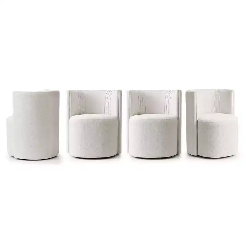 Sedie girevoli moderne da sala da pranzo, set da 4, sedie senza braccioli imbottite in tessuto testurizzato con schienale curvo per sala da pranzo o cucina - Panipeachy