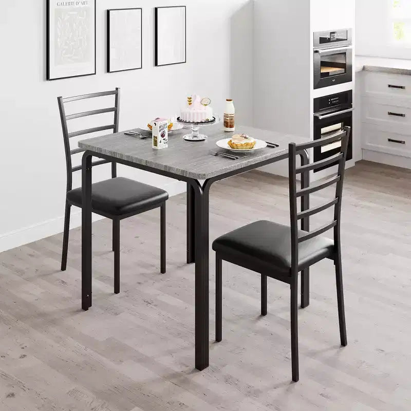 Set da pranzo salvaspazio compatto per 2 persone - Tavolo quadrato moderno con 2 sedie - Perfetto per piccoli appartamenti, cucine o angoli per la colazione
