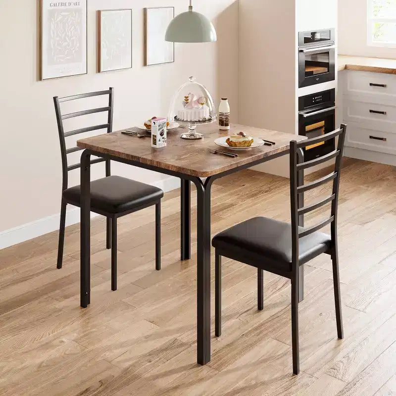 Set da pranzo salvaspazio compatto per 2 persone - Tavolo quadrato moderno con 2 sedie - Perfetto per piccoli appartamenti, cucine o angoli per la colazione