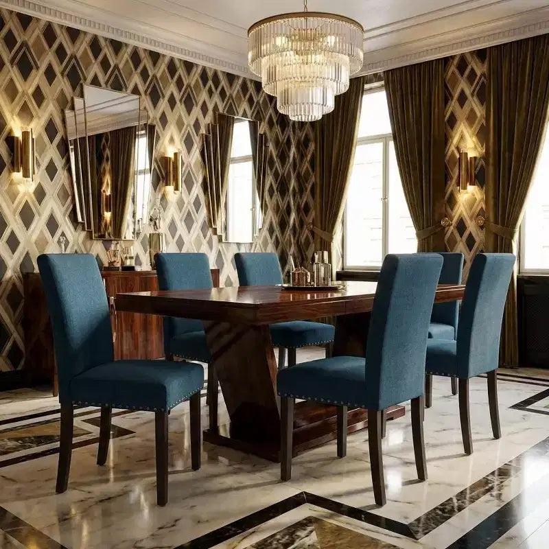 Set di sedie da pranzo imbottite, sedie moderne in tessuto neoclassico con cuscino imbottito, per sala da pranzo e soggiorno