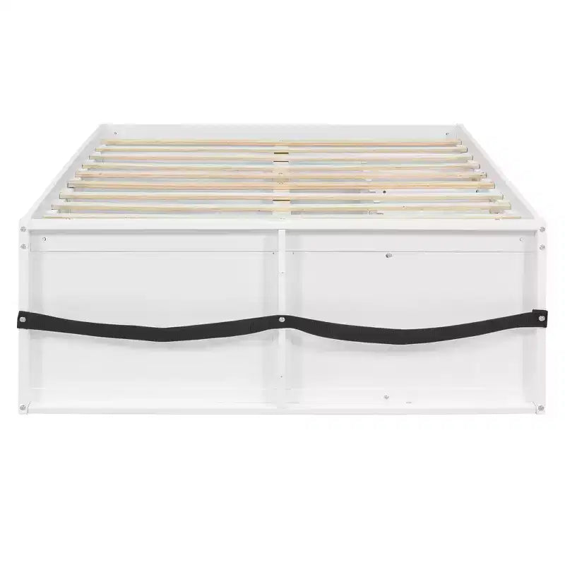 GDFStudio Miller Letto a Piattaforma in Legno con Libreria, Vetrina, Luce a LED e Cassetto