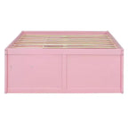 GDFStudio Miller Letto a Piattaforma in Legno con Libreria, Vetrina, Luce a LED e Cassetto