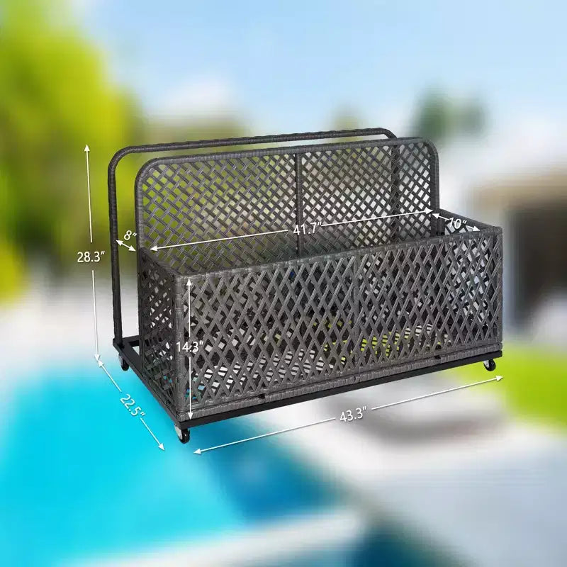 Cesto portaoggetti galleggiante a bordo piscina con ruote, carrello organizer per piscina facile da spostare, ideale per galleggianti e attrezzatura da spiaggia