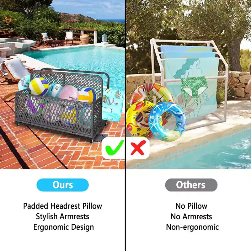 Cesto portaoggetti galleggiante a bordo piscina con ruote, carrello organizer per piscina facile da spostare, ideale per galleggianti e attrezzatura da spiaggia