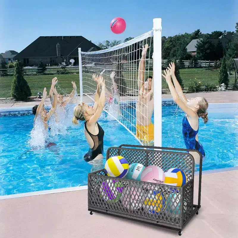 Cesto portaoggetti galleggiante a bordo piscina con ruote, carrello organizer per piscina facile da spostare, ideale per galleggianti e attrezzatura da spiaggia