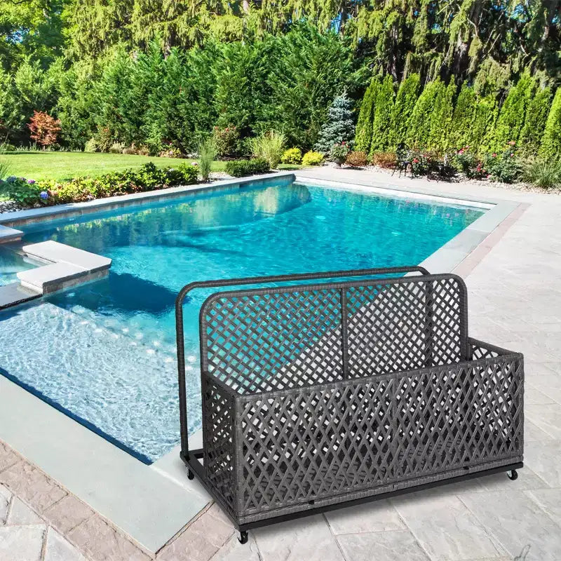 Cesto portaoggetti galleggiante a bordo piscina con ruote, carrello organizer per piscina facile da spostare, ideale per galleggianti e attrezzatura da spiaggia