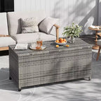COZONY Baule Portatutto da Esterno con Ruote, Contenitore Impermeabile in Rattan PE, Grande Baule da Giardino per Patio, Bordo Piscina, Cortile