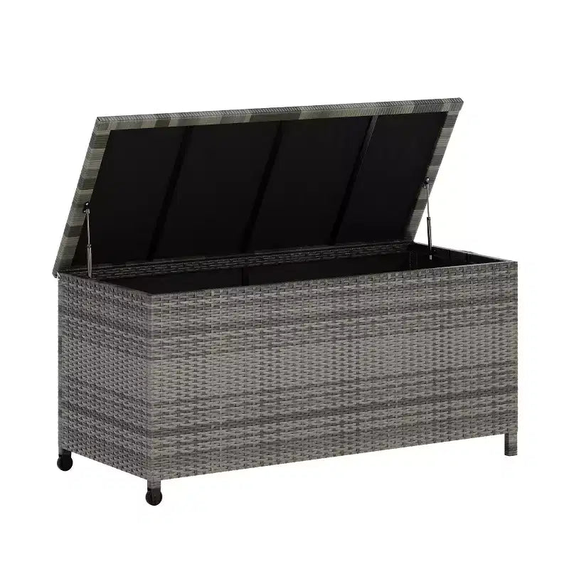 COZONY Baule Portatutto da Esterno con Ruote, Contenitore Impermeabile in Rattan PE, Grande Baule da Giardino per Patio, Bordo Piscina, Cortile