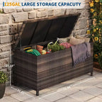 COZONY Baule Portatutto da Esterno con Ruote, Contenitore Impermeabile in Rattan PE, Grande Baule da Giardino per Patio, Bordo Piscina, Cortile