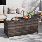 COZONY Baule Portatutto da Esterno con Ruote, Contenitore Impermeabile in Rattan PE, Grande Baule da Giardino per Patio, Bordo Piscina, Cortile