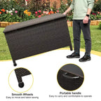 COZONY Baule Portatutto da Esterno con Ruote, Contenitore Impermeabile in Rattan PE, Grande Baule da Giardino per Patio, Bordo Piscina, Cortile