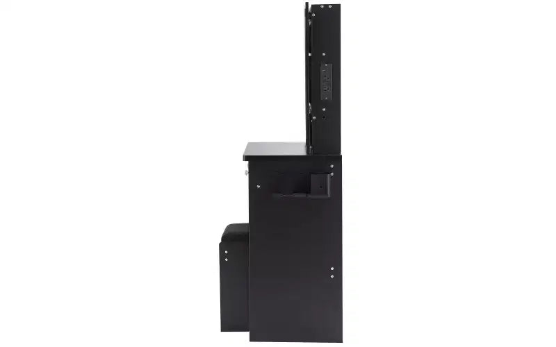 Toeletta di lusso da 94 cm con specchio scorrevole a LED, mobiletto contenitore, hub di alimentazione integrato, supporto per asciugacapelli e mobiletto laterale per camera da letto