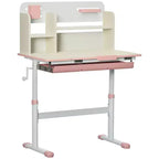 Height Adjustable Kids Study Desk with Tilt Desktop Drawer and Shelf Pink