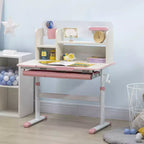 Scrivania per bambini regolabile in altezza con piano inclinabile, cassetto e mensola, rosa