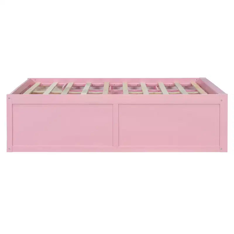 Polibi Letto a Piattaforma in Legno con Pediera Libreria, Mobile Vetrina a LED e Cassetto Contenitore