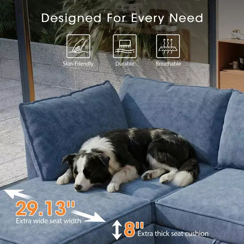 Divano Sezionale Modulare a U a 6 Posti in Tessuto GDFStudio Zayne con Contenitore