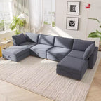 Divano Sezionale Modulare a U a 6 Posti in Tessuto GDFStudio Zayne con Contenitore