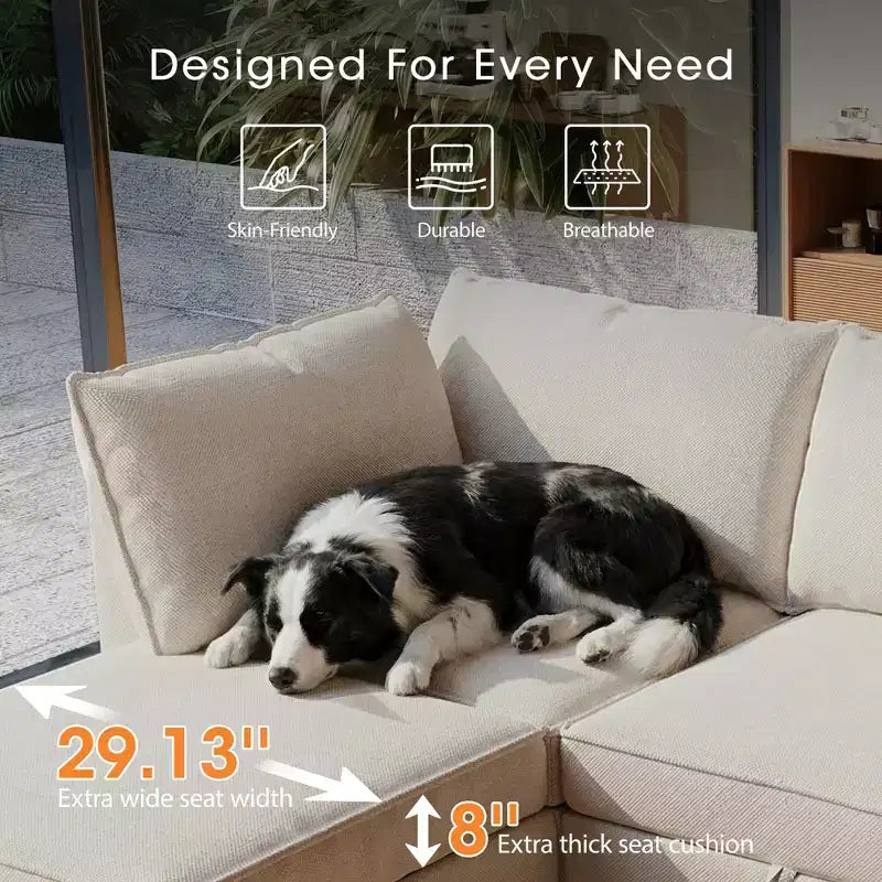 Divano Sezionale Modulare a U a 6 Posti in Tessuto GDFStudio Zayne con Contenitore