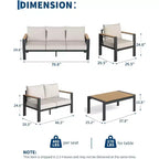 Set da conversazione componibile da 5 pezzi, set di mobili da esterno in alluminio, posti a sedere moderni da esterno, per portico, balcone, terrazza