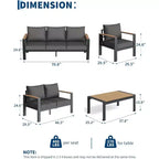 Set da conversazione componibile da 5 pezzi, set di mobili da esterno in alluminio, posti a sedere moderni da esterno, per portico, balcone, terrazza