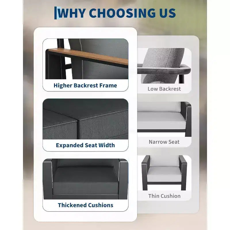 Set da conversazione componibile da 5 pezzi, set di mobili da esterno in alluminio, posti a sedere moderni da esterno, per portico, balcone, terrazza