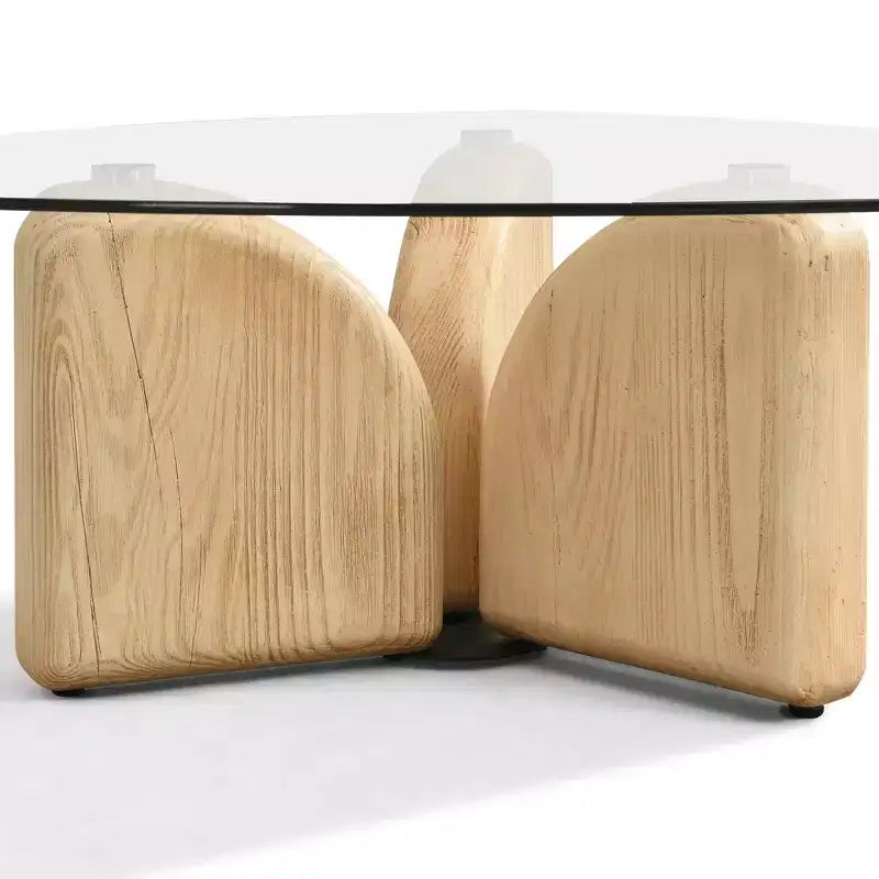 Christopher Knight Home Stefan Tavolino da caffè moderno triangolare in vetro e cemento leggero