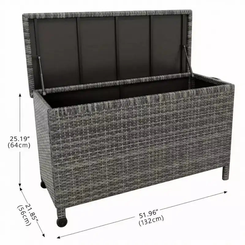 Acekool Baule Contenitore da Esterno in Rattan con Ruote, Coperchio in PP e Fodera con Cerniera, per Patio Piscina Giardino