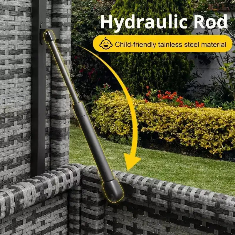 Acekool Baule Contenitore da Esterno in Rattan con Ruote, Coperchio in PP e Fodera con Cerniera, per Patio Piscina Giardino