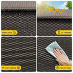 Acekool Baule Contenitore da Esterno in Rattan con Ruote, Coperchio in PP e Fodera con Cerniera, per Patio Piscina Giardino