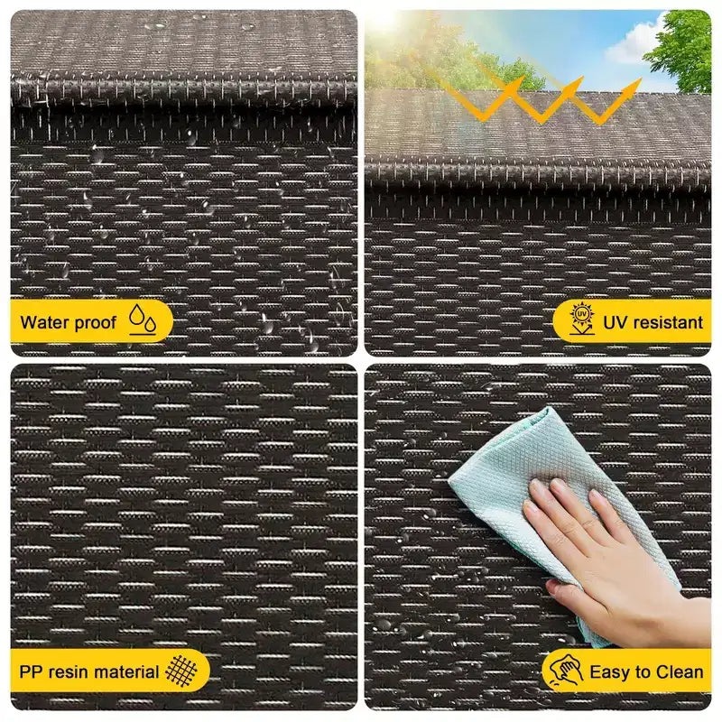 Acekool Baule Contenitore da Esterno in Rattan con Ruote, Coperchio in PP e Fodera con Cerniera, per Patio Piscina Giardino