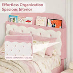 Coolmee Strutture Letto Singolo, Letto a Piattaforma Imbottito con Testiera a Bottone e Contenitore, Cassetto, Robuste Doghe in Legno, Nessuna Rete a Molle Necessaria, Facile Montaggio