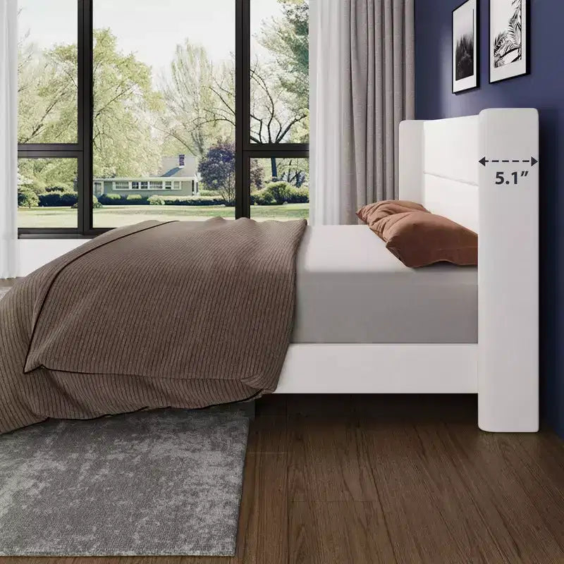 Coolmee Letto a Piattaforma Imbottito in Velluto con Testiera ad Ali Trapuntata, Robuste Doghe in Legno, Nessuna Rete a Molle Necessaria, Facile Montaggio