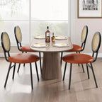 Sedie da pranzo imbottite con schienale in canna Set da 2/4, Sedie da cucina moderne con gambe in metallo, Sedile ergonomico morbido per sala da pranzo