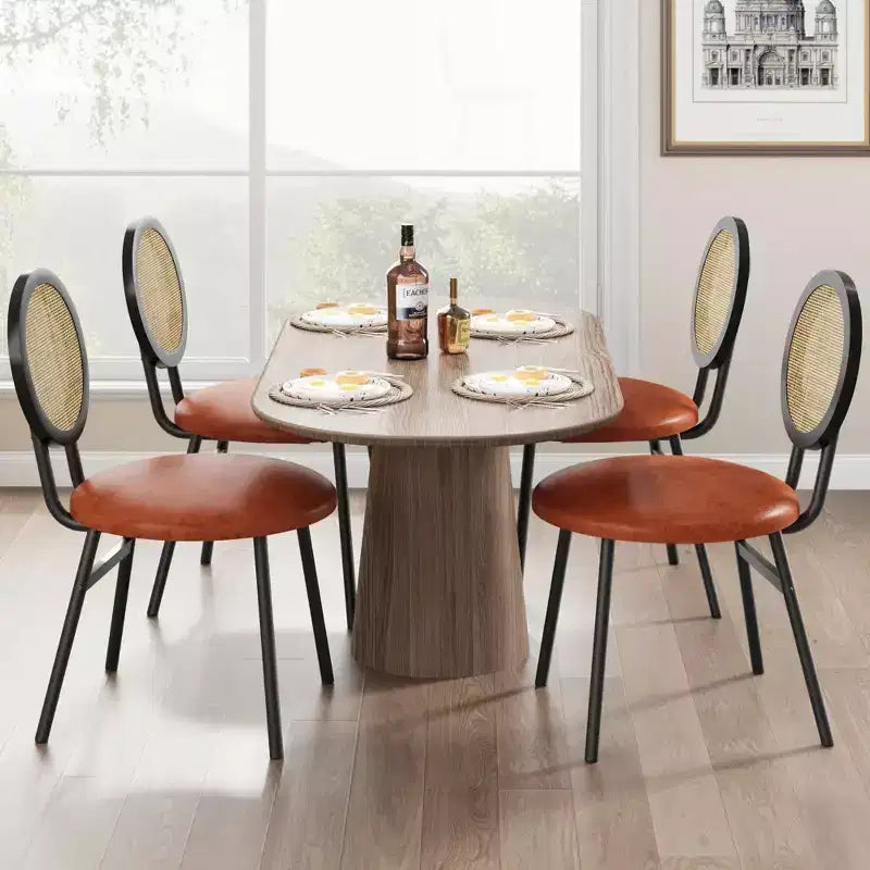 Sedie da pranzo imbottite con schienale in canna Set da 2/4, Sedie da cucina moderne con gambe in metallo, Sedile ergonomico morbido per sala da pranzo