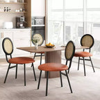 Sedie da pranzo imbottite con schienale in canna Set da 2/4, Sedie da cucina moderne con gambe in metallo, Sedile ergonomico morbido per sala da pranzo