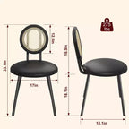 Sedie da pranzo imbottite con schienale in canna Set da 2/4, Sedie da cucina moderne con gambe in metallo, Sedile ergonomico morbido per sala da pranzo