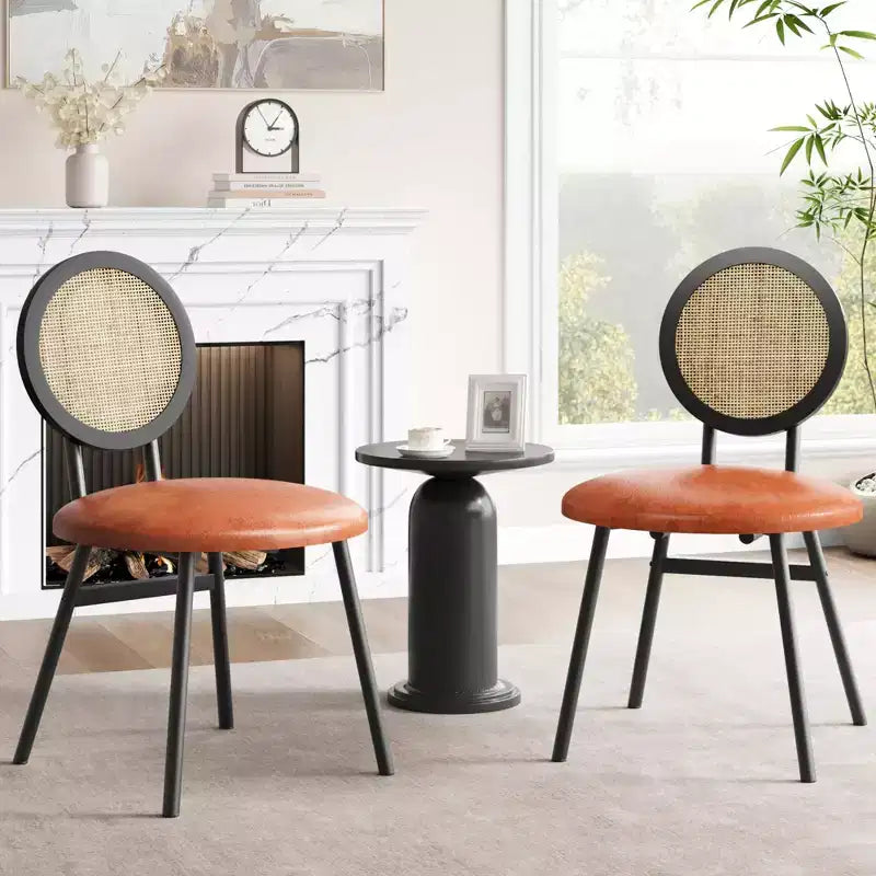 Sedie da pranzo imbottite con schienale in canna Set da 2/4, Sedie da cucina moderne con gambe in metallo, Sedile ergonomico morbido per sala da pranzo