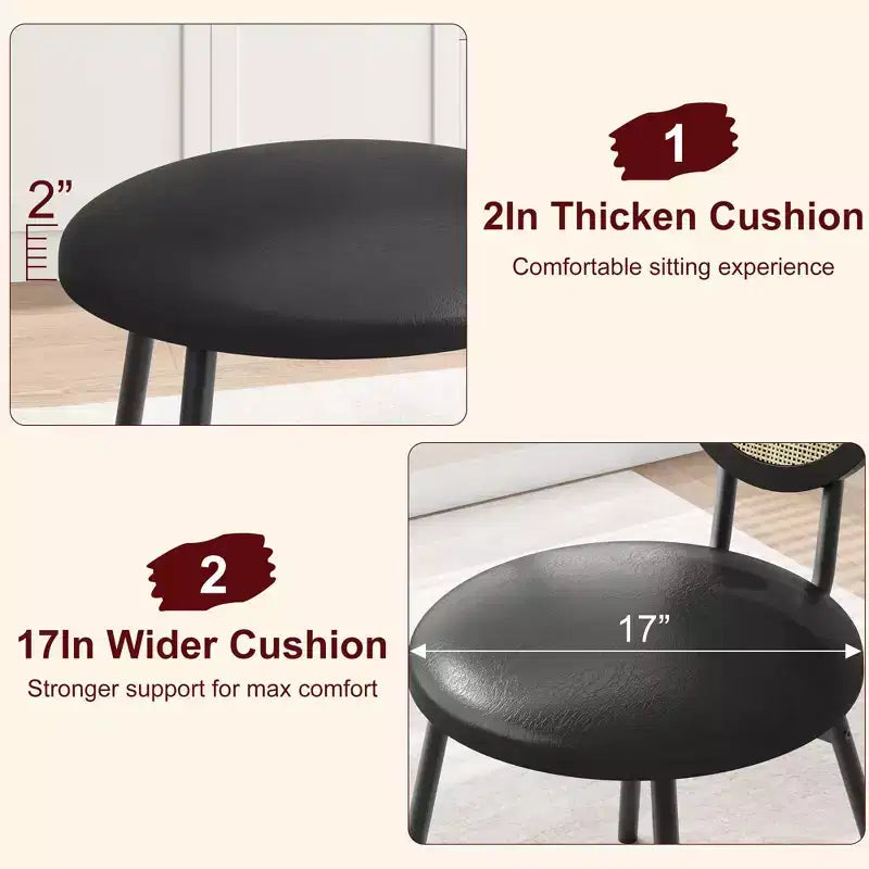 Sedie da pranzo imbottite con schienale in canna Set da 2/4, Sedie da cucina moderne con gambe in metallo, Sedile ergonomico morbido per sala da pranzo