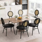 Sedie da pranzo imbottite con schienale in canna Set da 2/4, Sedie da cucina moderne con gambe in metallo, Sedile ergonomico morbido per sala da pranzo