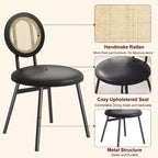 Sedie da pranzo imbottite con schienale in canna Set da 2/4, Sedie da cucina moderne con gambe in metallo, Sedile ergonomico morbido per sala da pranzo